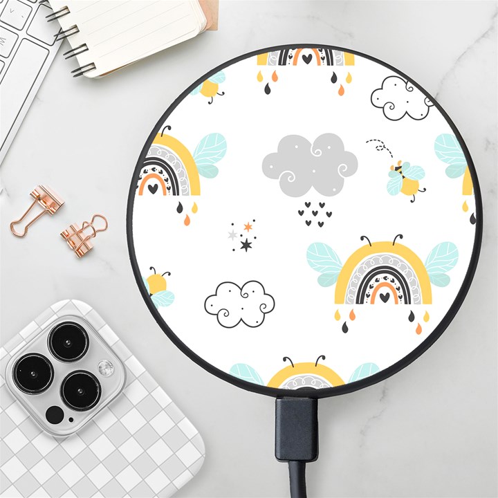 Art Pattern Design Wallpaper Background Print Wireless Fast Charger(Black)