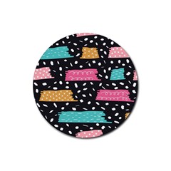 Art Pattern Design Wallpaper Background Print Patterns Rubber Round Coaster (4 Pack) by Vaneshop