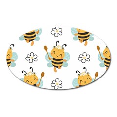 Art Bee Pattern Design Wallpaper Background Oval Magnet by Vaneshop