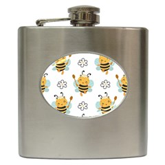 Art Bee Pattern Design Wallpaper Background Hip Flask (6 Oz) by Vaneshop