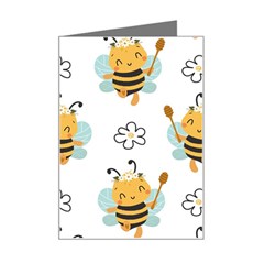 Art Bee Pattern Design Wallpaper Background Mini Greeting Card by Vaneshop