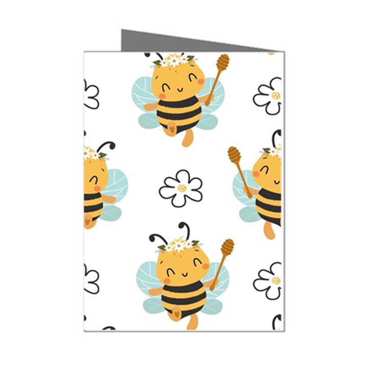 Art Bee Pattern Design Wallpaper Background Mini Greeting Cards (Pkg of 8)