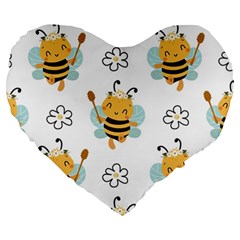 Art Bee Pattern Design Wallpaper Background Large 19  Premium Heart Shape Cushions by Vaneshop