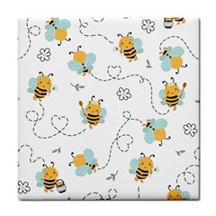 Bee Art Pattern Design Wallpaper Background Print Tile Coaster by Vaneshop