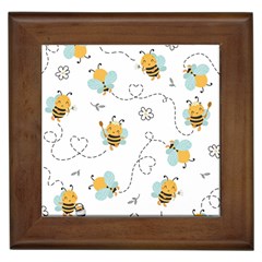 Bee Art Pattern Design Wallpaper Background Print Framed Tile by Vaneshop