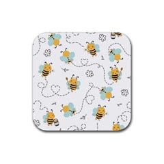 Bee Art Pattern Design Wallpaper Background Print Rubber Coaster (square) by Vaneshop