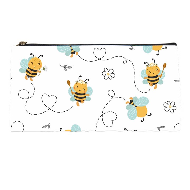 Bee Art Pattern Design Wallpaper Background Print Pencil Case