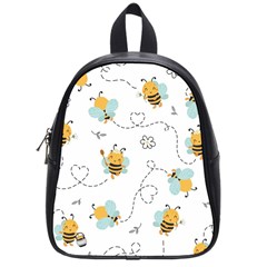 Bee Art Pattern Design Wallpaper Background Print School Bag (small) by Vaneshop