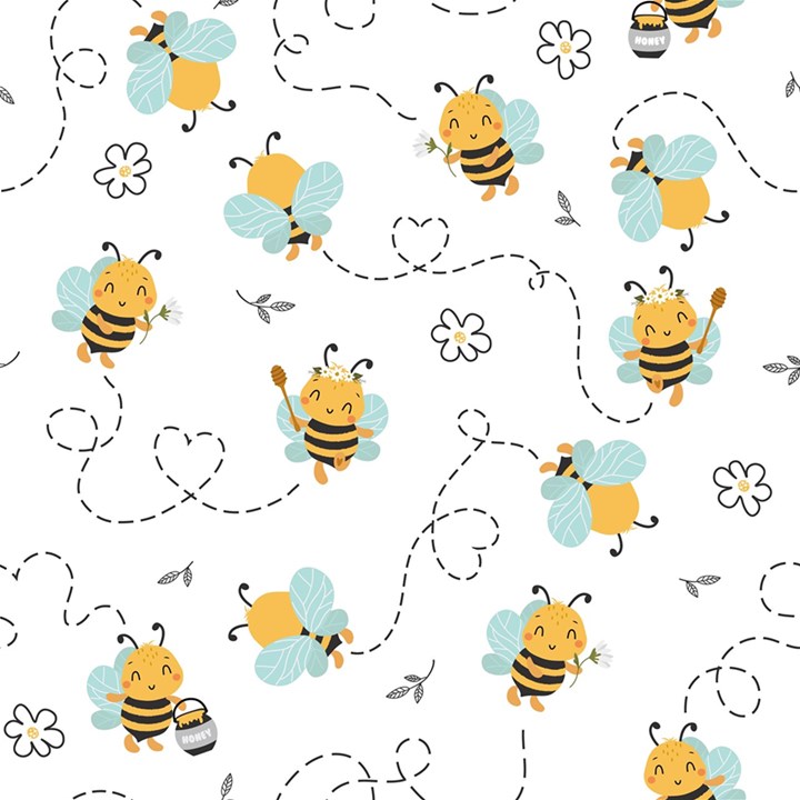 Bee Art Pattern Design Wallpaper Background Print Play Mat (Rectangle)