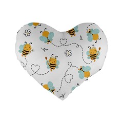 Bee Art Pattern Design Wallpaper Background Print Standard 16  Premium Heart Shape Cushions by Vaneshop