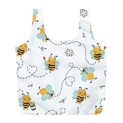 Bee Art Pattern Design Wallpaper Background Print Full Print Recycle Bag (l) by Vaneshop