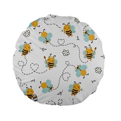 Bee Art Pattern Design Wallpaper Background Print Standard 15  Premium Flano Round Cushions by Vaneshop