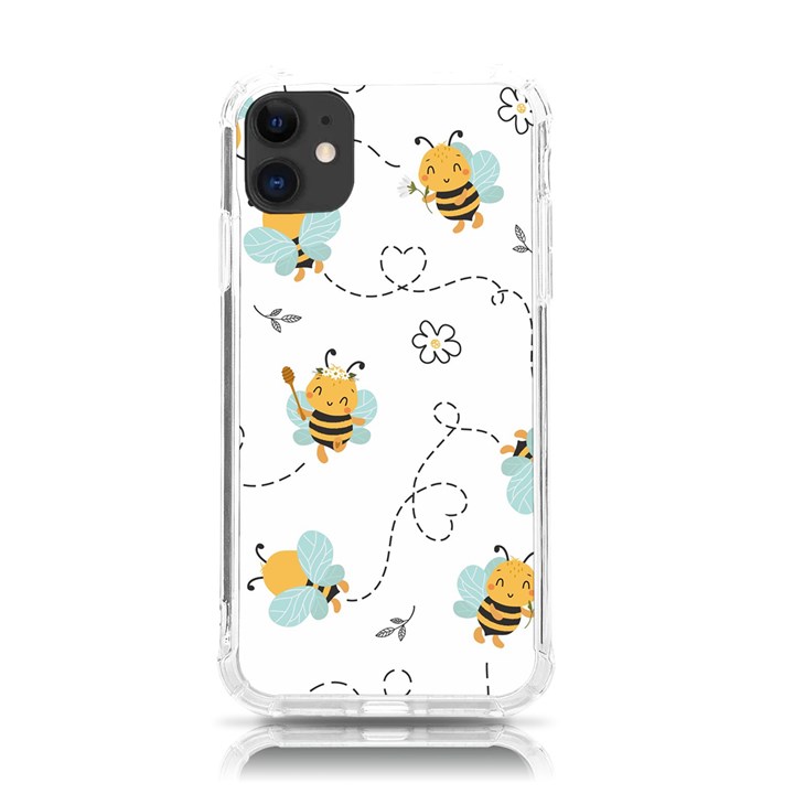 Bee Art Pattern Design Wallpaper Background Print iPhone 11 TPU UV Print Case