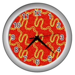 Background Ornamental Pattern Abstract Seamless Wall Clock (silver) by Vaneshop