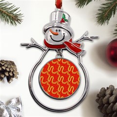 Background Ornamental Pattern Abstract Seamless Metal Snowman Ornament