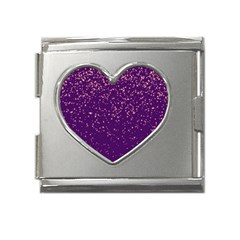 Purple Glittery Backdrop Scrapbooking Sparkle Mega Link Heart Italian Charm (18mm)