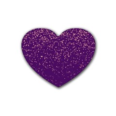 Purple Glittery Backdrop Scrapbooking Sparkle Rubber Coaster (Heart)