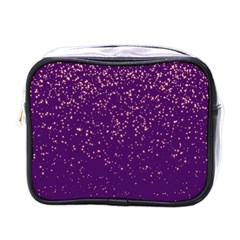 Purple Glittery Backdrop Scrapbooking Sparkle Mini Toiletries Bag (One Side)