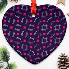 Geometric Pattern Retro Style Background Ornament (heart)