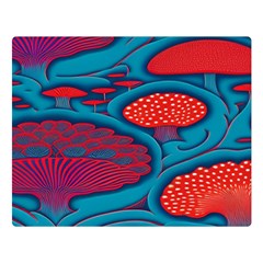 Vintage Ornate Mushroom Leafage Wallpaper Premium Plush Fleece Blanket (large) by Vaneshop