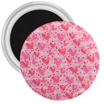 Valentine Romantic Love Watercolor Pink Pattern Texture 3  Magnets Front