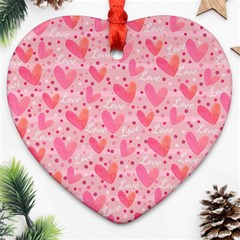 Valentine Romantic Love Watercolor Pink Pattern Texture Ornament (heart)