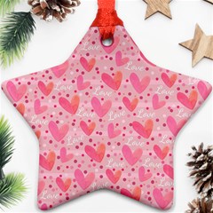 Valentine Romantic Love Watercolor Pink Pattern Texture Ornament (star)