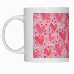 Valentine Romantic Love Watercolor Pink Pattern Texture White Mug by Vaneshop