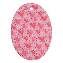 Valentine Romantic Love Watercolor Pink Pattern Texture Oval Ornament (two Sides)