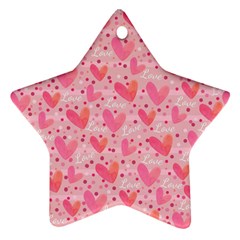 Valentine Romantic Love Watercolor Pink Pattern Texture Star Ornament (two Sides)