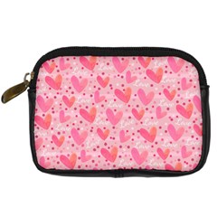 Valentine Romantic Love Watercolor Pink Pattern Texture Digital Camera Leather Case by Vaneshop