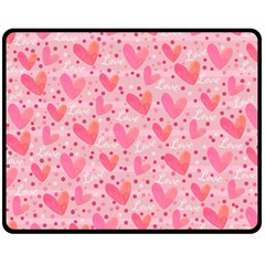 Valentine Romantic Love Watercolor Pink Pattern Texture Fleece Blanket (medium) by Vaneshop