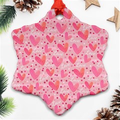 Valentine Romantic Love Watercolor Pink Pattern Texture Ornament (snowflake)