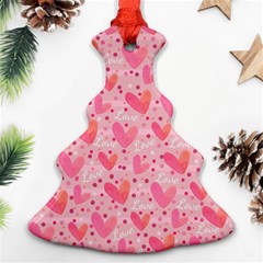 Valentine Romantic Love Watercolor Pink Pattern Texture Ornament (christmas Tree) 