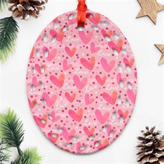 Valentine Romantic Love Watercolor Pink Pattern Texture Ornament (oval Filigree)