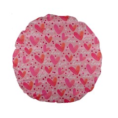 Valentine Romantic Love Watercolor Pink Pattern Texture Standard 15  Premium Round Cushions by Vaneshop