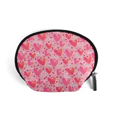 Valentine Romantic Love Watercolor Pink Pattern Texture Accessory Pouch (small) by Vaneshop