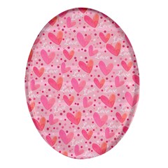 Valentine Romantic Love Watercolor Pink Pattern Texture Oval Glass Fridge Magnet (4 Pack) by Vaneshop