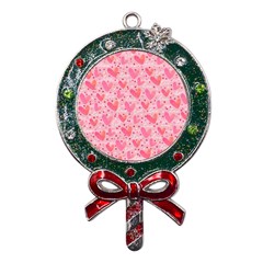 Valentine Romantic Love Watercolor Pink Pattern Texture Metal X mas Lollipop With Crystal Ornament