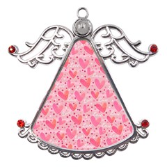 Valentine Romantic Love Watercolor Pink Pattern Texture Metal Angel With Crystal Ornament