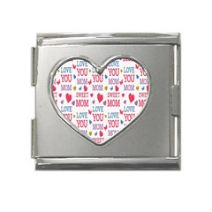 Love Mom Happy Mothers Day I Love Mom Graphic Mega Link Heart Italian Charm (18mm)