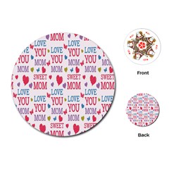 Love Mom Happy Mothers Day I Love Mom Graphic Playing Cards Single Design (round)