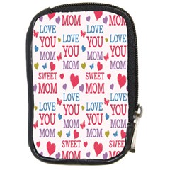 Love Mom Happy Mothers Day I Love Mom Graphic Compact Camera Leather Case by Vaneshop