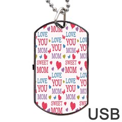 Love Mom Happy Mothers Day I Love Mom Graphic Dog Tag Usb Flash (one Side) by Vaneshop