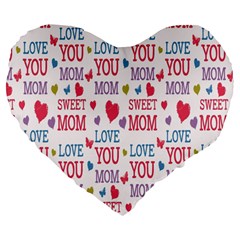 Love Mom Happy Mothers Day I Love Mom Graphic Large 19  Premium Heart Shape Cushions by Vaneshop