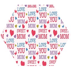 Love Mom Happy Mothers Day I Love Mom Graphic Wooden Puzzle Hexagon by Vaneshop