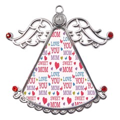 Love Mom Happy Mothers Day I Love Mom Graphic Metal Angel With Crystal Ornament