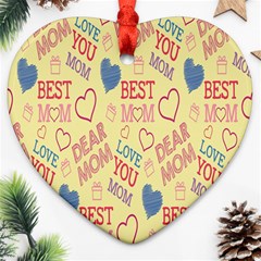 Love Mom Happy Mothers Day I Love Mom Graphic Pattern Ornament (heart)