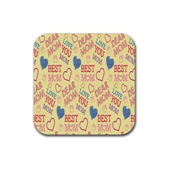 Love Mom Happy Mothers Day I Love Mom Graphic Pattern Rubber Coaster (square) by Vaneshop