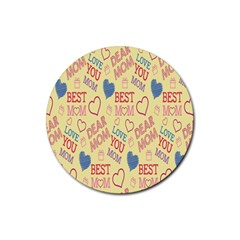 Love Mom Happy Mothers Day I Love Mom Graphic Pattern Rubber Coaster (round) by Vaneshop